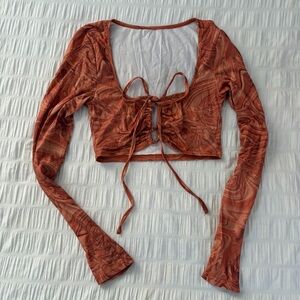 Brown Orange Marble Crop Top